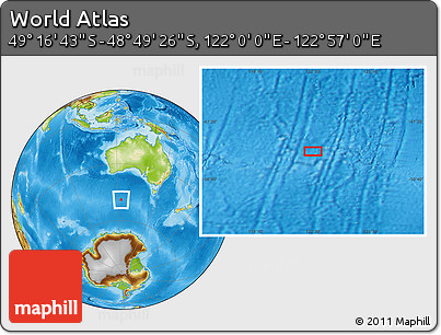 Physical Location Map of the Area around 49° 3' 5" S, 122° 28' 29" E