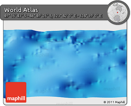Physical 3D Map of the Area around 49° 3' 5" S, 124° 10' 30" E