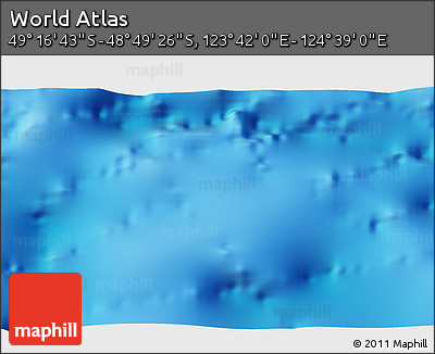 Physical 3D Map of the Area around 49° 3' 5" S, 124° 10' 30" E