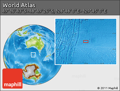 Physical Location Map of the Area around 49° 3' 5" S, 129° 16' 30" E