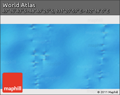 Physical 3D Map of the Area around 49° 3' 5" S, 131° 49' 29" E