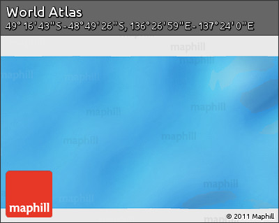 Physical 3D Map of the Area around 49° 3' 5" S, 136° 55' 30" E