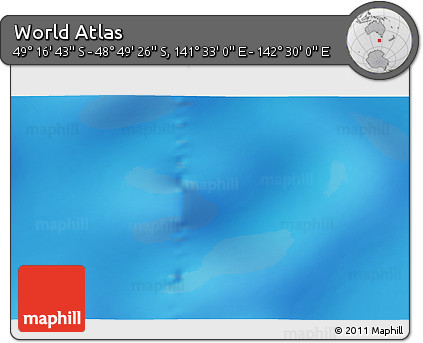 Physical 3D Map of the Area around 49° 3' 5" S, 142° 1' 30" E