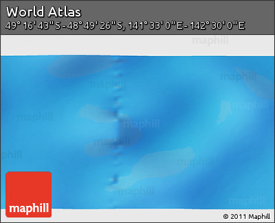 Physical 3D Map of the Area around 49° 3' 5" S, 142° 1' 30" E