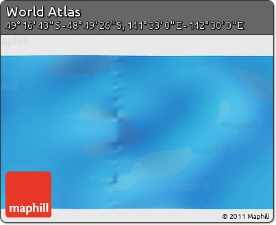 Physical 3D Map of the Area around 49° 3' 5" S, 142° 1' 30" E