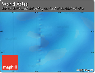 Physical Map of the Area around 49° 3' 5" S, 142° 1' 30" E