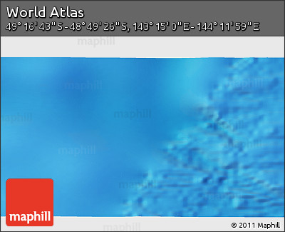 Physical 3D Map of the Area around 49° 3' 5" S, 143° 43' 29" E