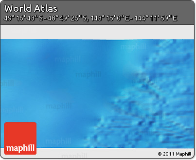 Physical 3D Map of the Area around 49° 3' 5" S, 143° 43' 29" E