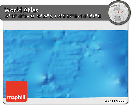 Physical 3D Map of the Area around 49° 3' 5" S, 144° 34' 29" E