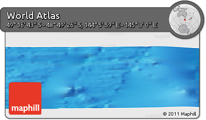 Physical Panoramic Map of the Area around 49° 3' 5" S, 144° 34' 29" E