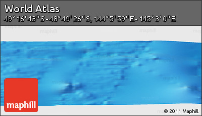 Physical Panoramic Map of the Area around 49° 3' 5" S, 144° 34' 29" E