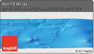 Physical Panoramic Map of the Area around 49° 3' 5" S, 144° 34' 29" E