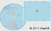 Gray Location Map of the area around 49° 3' 5" S, 145° 25' 30" E