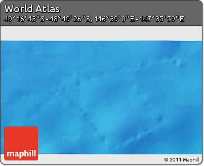 Physical 3D Map of the Area around 49° 3' 5" S, 147° 7' 30" E
