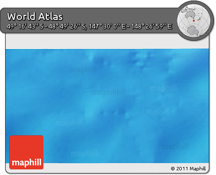 Physical 3D Map of the Area around 49° 3' 5" S, 147° 58' 29" E