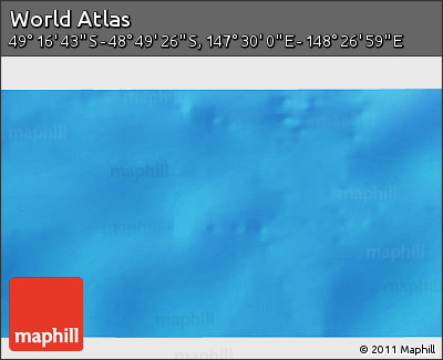 Physical 3D Map of the Area around 49° 3' 5" S, 147° 58' 29" E