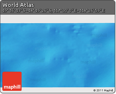 Physical 3D Map of the Area around 49° 3' 5" S, 147° 58' 29" E