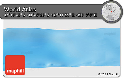Physical Panoramic Map of the Area around 49° 3' 5" S, 149° 40' 30" E