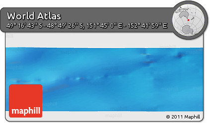 Physical Panoramic Map of the Area around 49° 3' 5" S, 152° 13' 29" E