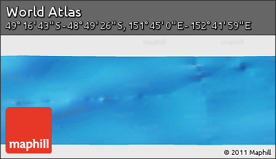 Physical Panoramic Map of the Area around 49° 3' 5" S, 152° 13' 29" E