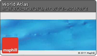 Physical Panoramic Map of the Area around 49° 3' 5" S, 152° 13' 29" E