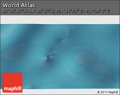 Satellite 3D Map of the Area around 49° 3' 5" S, 158° 10' 30" E