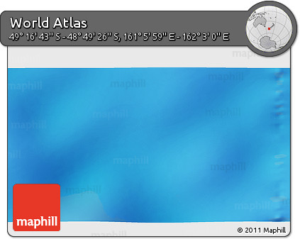 Physical 3D Map of the Area around 49° 3' 5" S, 161° 34' 29" E