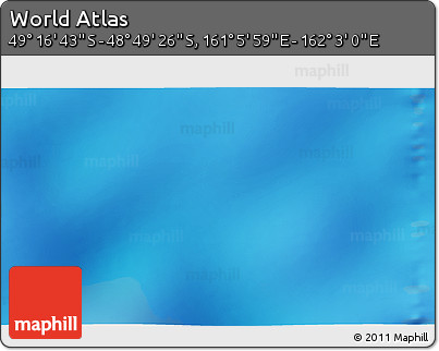 Physical 3D Map of the Area around 49° 3' 5" S, 161° 34' 29" E