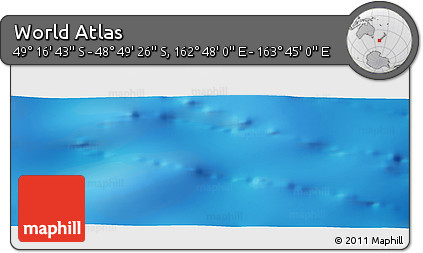 Physical Panoramic Map of the Area around 49° 3' 5" S, 163° 16' 30" E