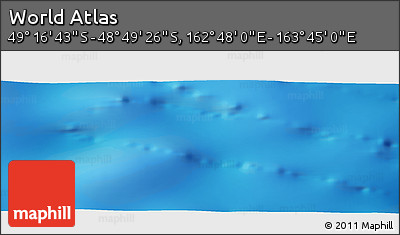 Physical Panoramic Map of the Area around 49° 3' 5" S, 163° 16' 30" E