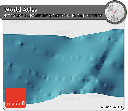Satellite 3D Map of the Area around 49° 3' 5" S, 164° 7' 30" E