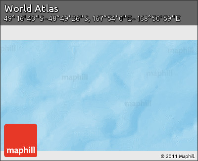 Physical 3D Map of the Area around 49° 3' 5" S, 168° 22' 30" E