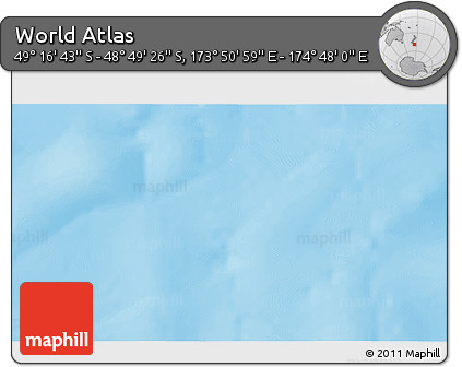 Physical 3D Map of the Area around 49° 3' 5" S, 174° 19' 29" E