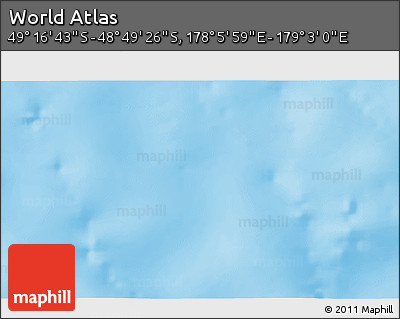 Physical 3D Map of the Area around 49° 3' 5" S, 178° 34' 29" E