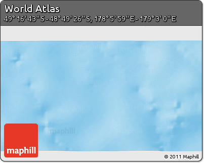 Physical 3D Map of the Area around 49° 3' 5" S, 178° 34' 29" E