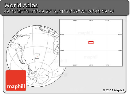 Blank Location Map of the Area around 49° 3' 5" S, 21° 10' 29" W