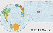 Political Location Map of the area around 49° 3' 5" S, 21° 10' 29" W
