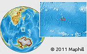 Physical Location Map of the area around 49° 3' 5" S, 44° 16' 29" E