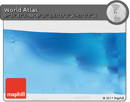 Physical 3D Map of the Area around 49° 3' 5" S, 53° 28' 30" W