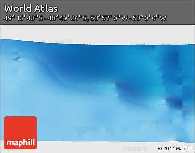 Physical 3D Map of the Area around 49° 3' 5" S, 53° 28' 30" W