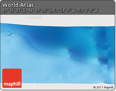 Physical 3D Map of the Area around 49° 3' 5" S, 53° 28' 30" W