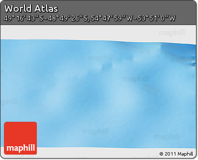 Physical 3D Map of the Area around 49° 3' 5" S, 54° 19' 30" W