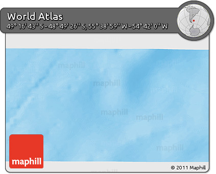 Physical 3D Map of the Area around 49° 3' 5" S, 55° 10' 29" W