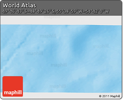 Physical 3D Map of the Area around 49° 3' 5" S, 55° 10' 29" W