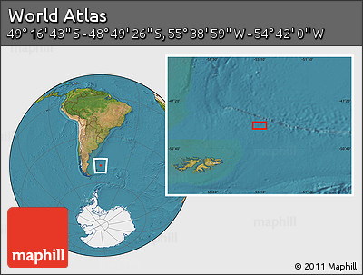 Satellite Location Map of the Area around 49° 3' 5" S, 55° 10' 29" W