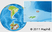 Physical Location Map of the area around 49° 3' 5" S, 56° 52' 30" W