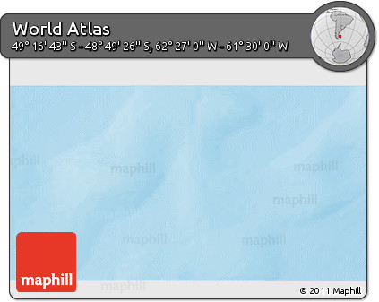 Physical 3D Map of the Area around 49° 3' 5" S, 61° 58' 30" W