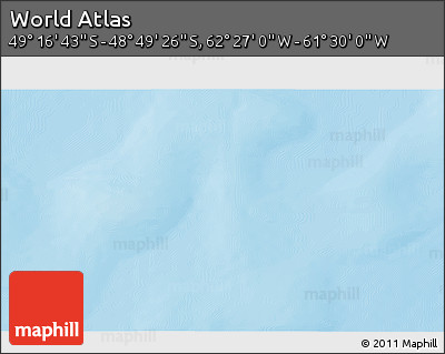 Physical 3D Map of the Area around 49° 3' 5" S, 61° 58' 30" W