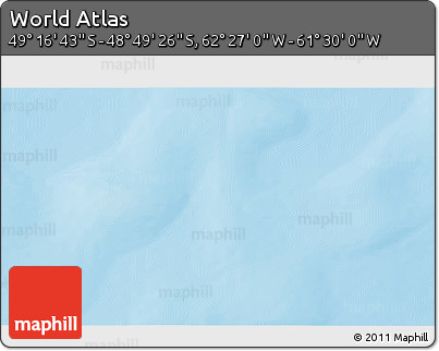 Physical 3D Map of the Area around 49° 3' 5" S, 61° 58' 30" W
