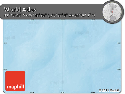 Physical Map of the Area around 49° 3' 5" S, 61° 58' 30" W